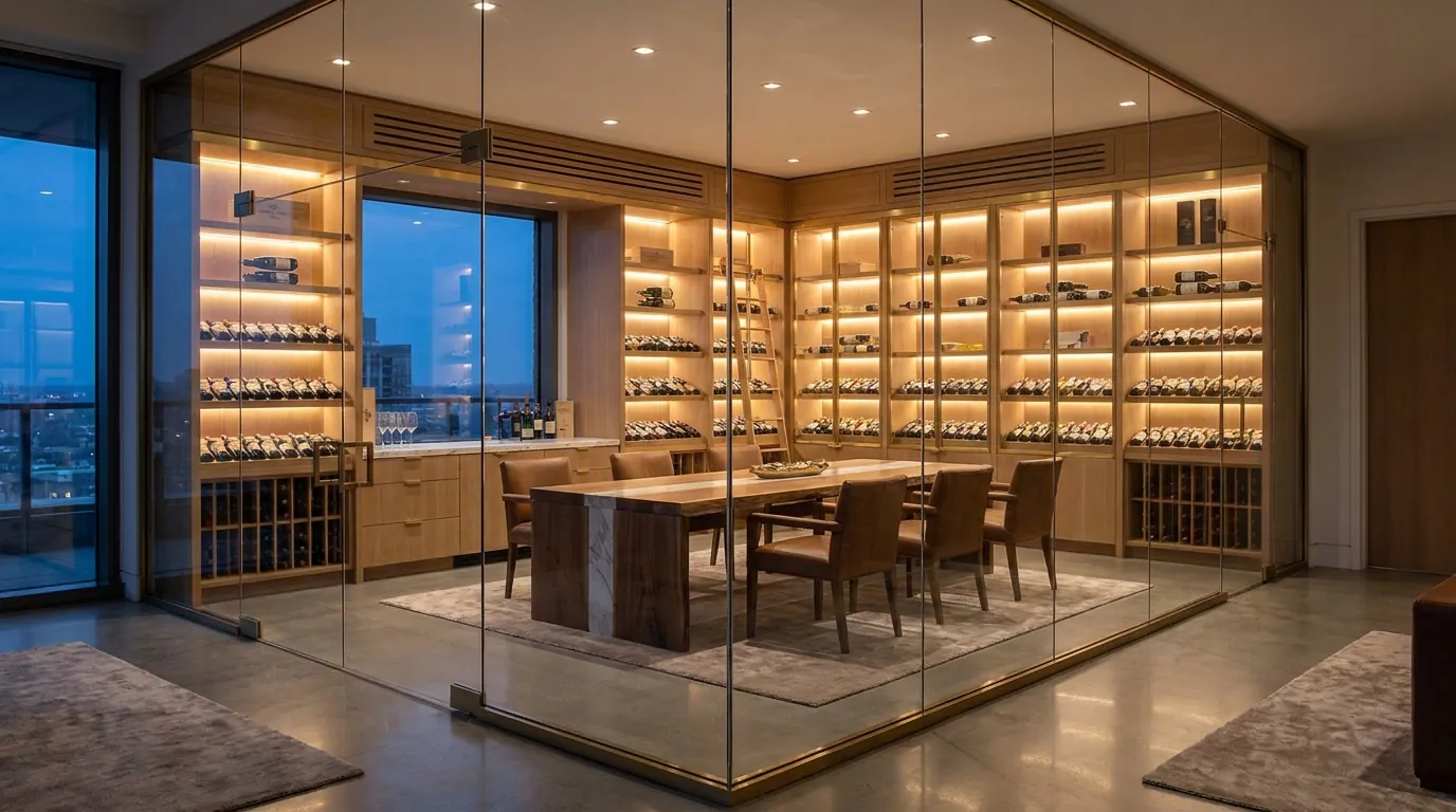 Glass Wine Room & Tasting Table